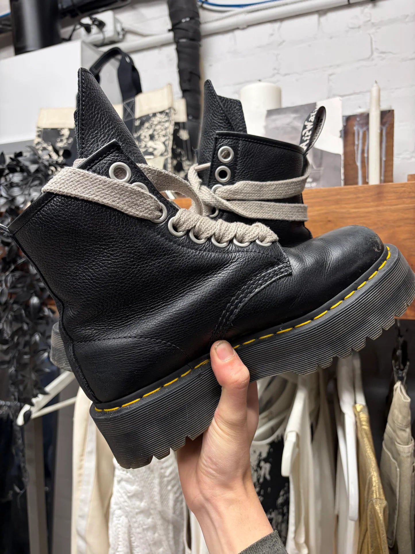 Rick Owens x Doc Martens ‘1460’ Quad Sole Leather Combat Boots