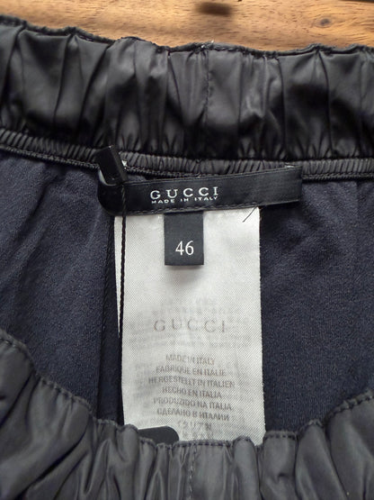 2000s Gucci Striped ‘GG Interlock Logo’ Lined Black Swim Shorts