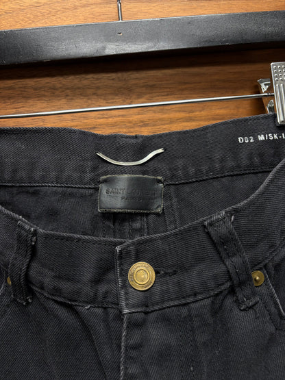 2015 Saint Laurent by Hedi Slimane ‘D02’ Distressed Black Skinny Jeans