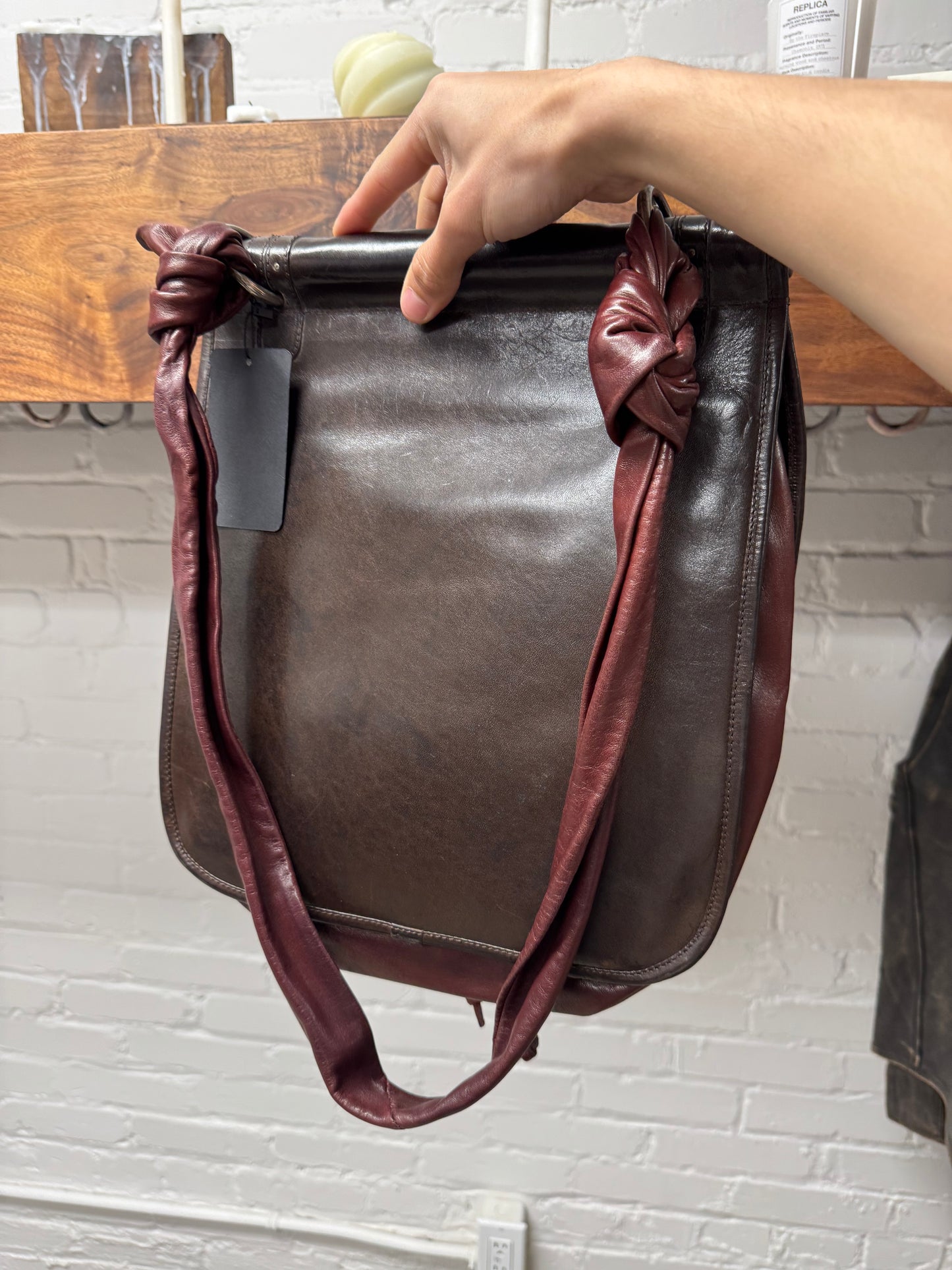 Dries Van Noten Oxblood Red Leather Crossbody Bag