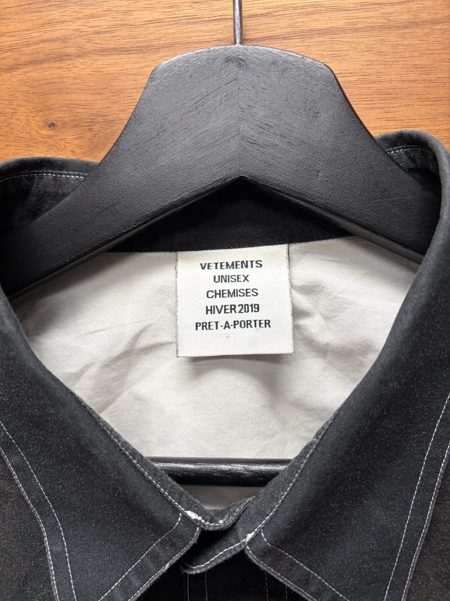 AW2018 Vetements ‘Marilyn Manson’ Unsafe Black Button Up Shirt