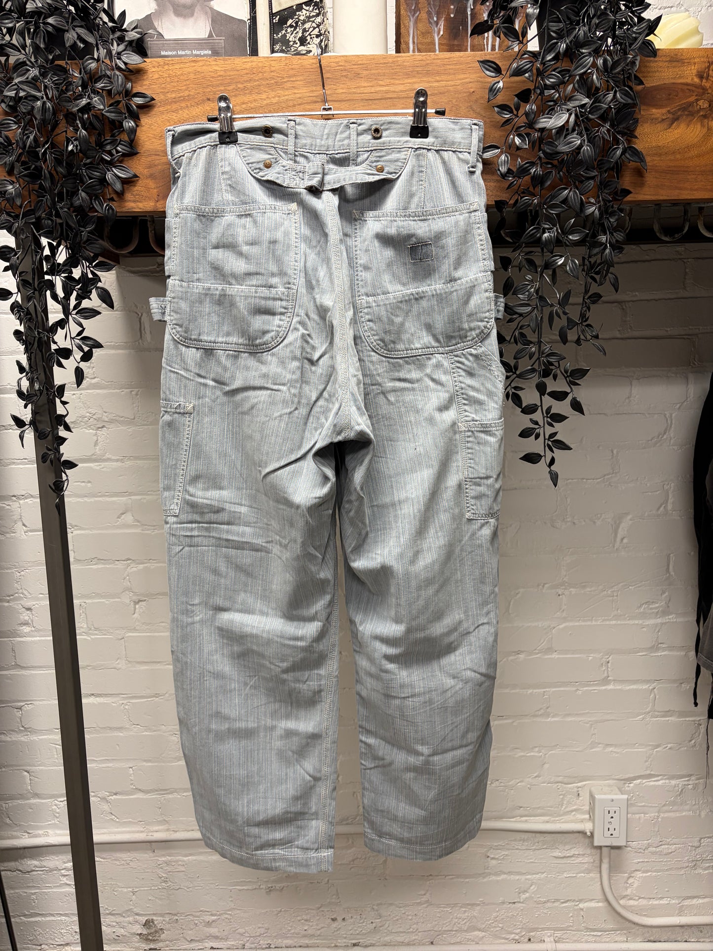Kapital ‘Lumbar’ Double Knee Washed Grey Cotton Carpenter Denim
