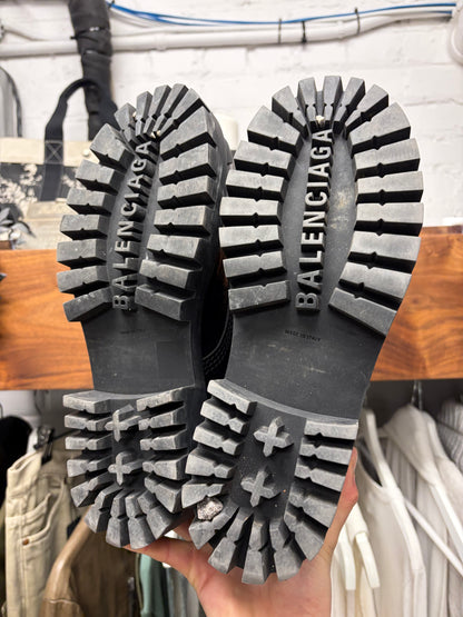 Balenciaga ‘Strike’ Black Patent Leather Combat Boots