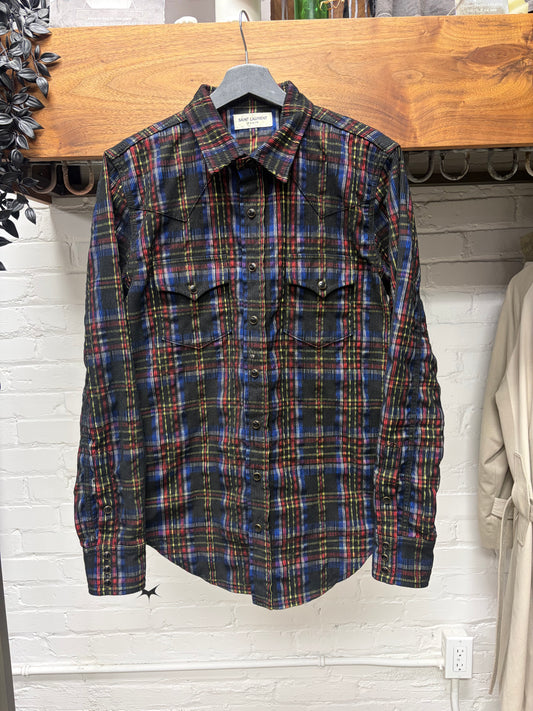 2021 Saint Laurent Corduroy ‘Pearl Button Snap’ Western Inspired Work Shirt
