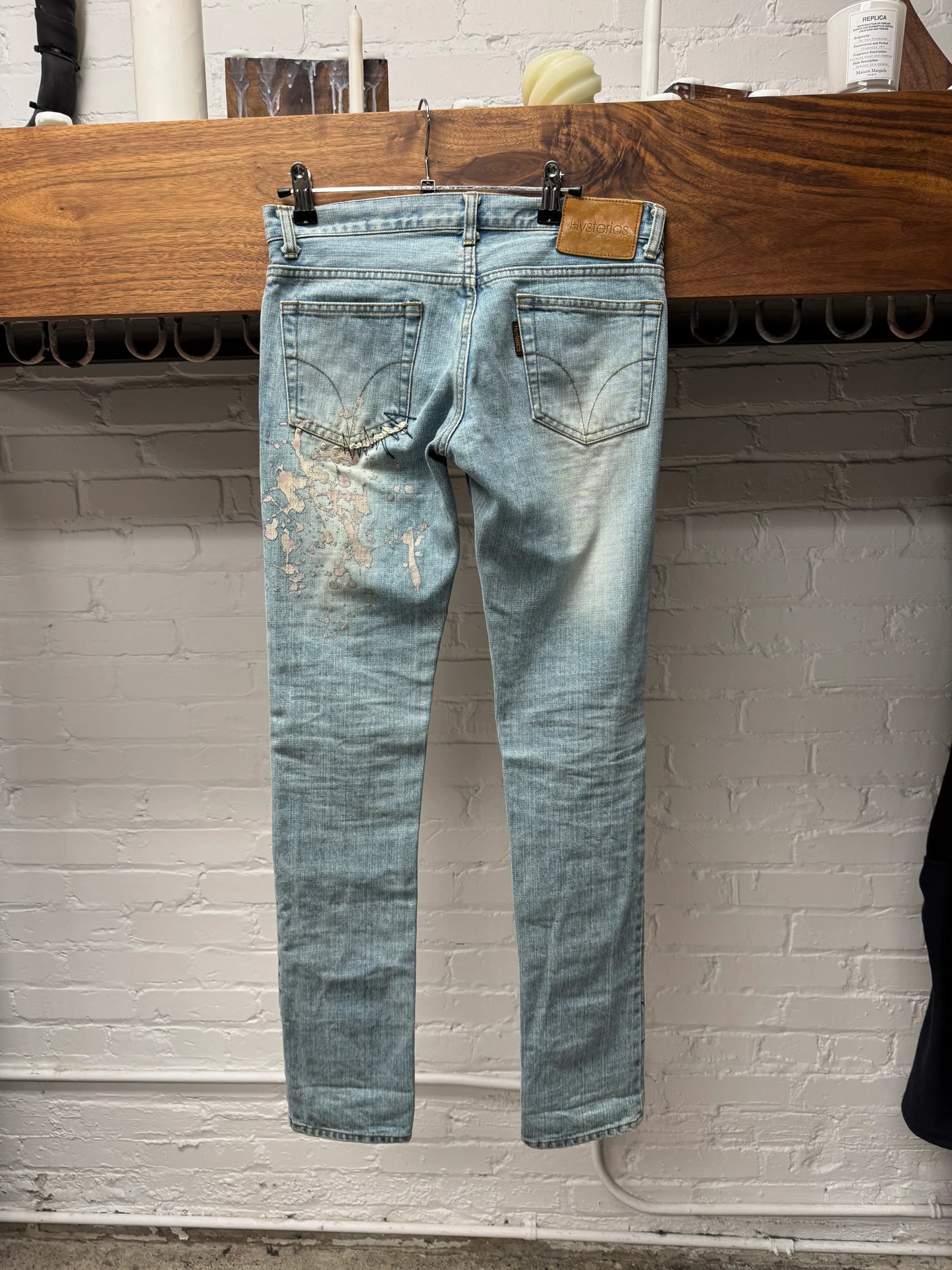 2000s Hysteric Glamour Distressed Light Wash Blue Skinny Jeans