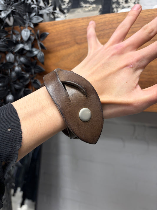 Maison Margiela ‘Woven’ Brown Calfskin Leather Bracelet