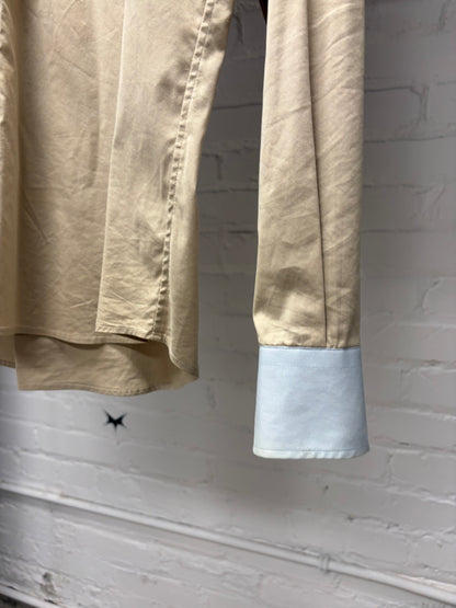 Prada Two Tone Tan/Ice Blue Button Up Shirt