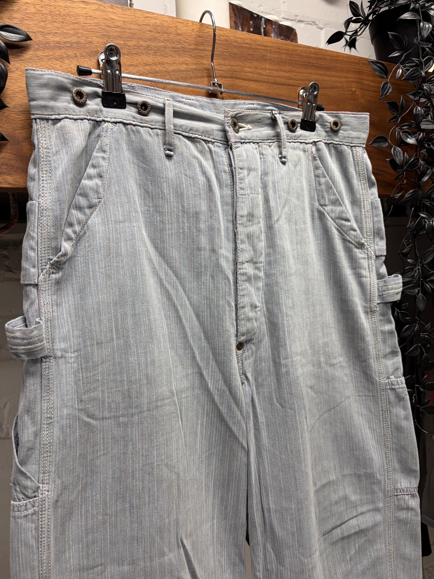 Kapital ‘Lumbar’ Double Knee Washed Grey Cotton Carpenter Denim