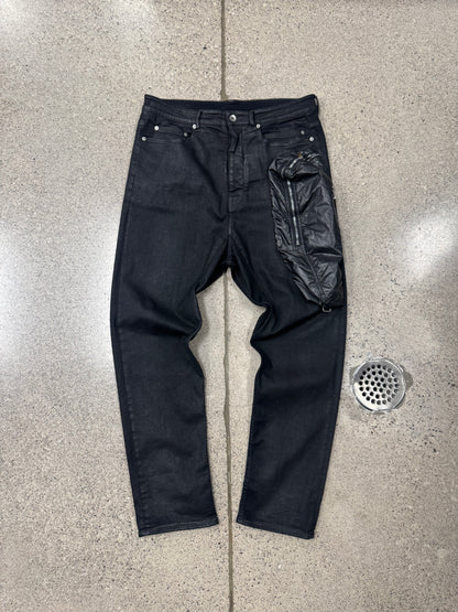 SS2020 Rick Owens ‘Collapsed Pocket’ Waxed Black Denim