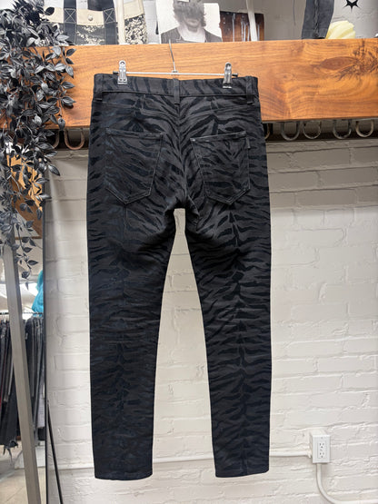 2019 Saint Laurent ‘Zebra’ D02 Black Skinny Jeans