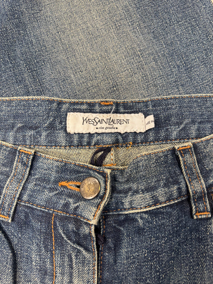 2000s Yves Saint Laurent Rive Gauche ‘YSL’ Pocket Fade Flared Denim