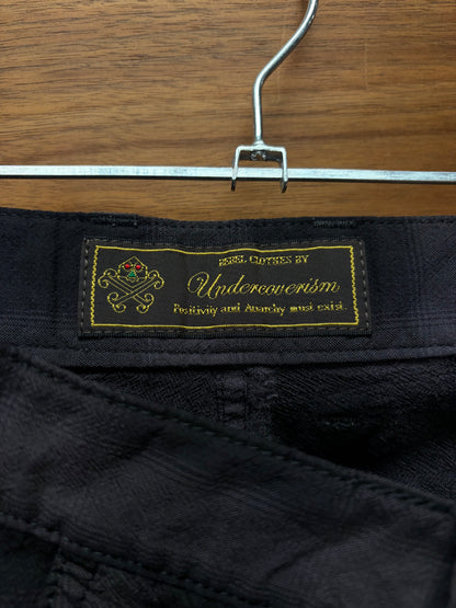 Undercover Purple/Black ‘Shadow Plaid’ Cotton Shorts