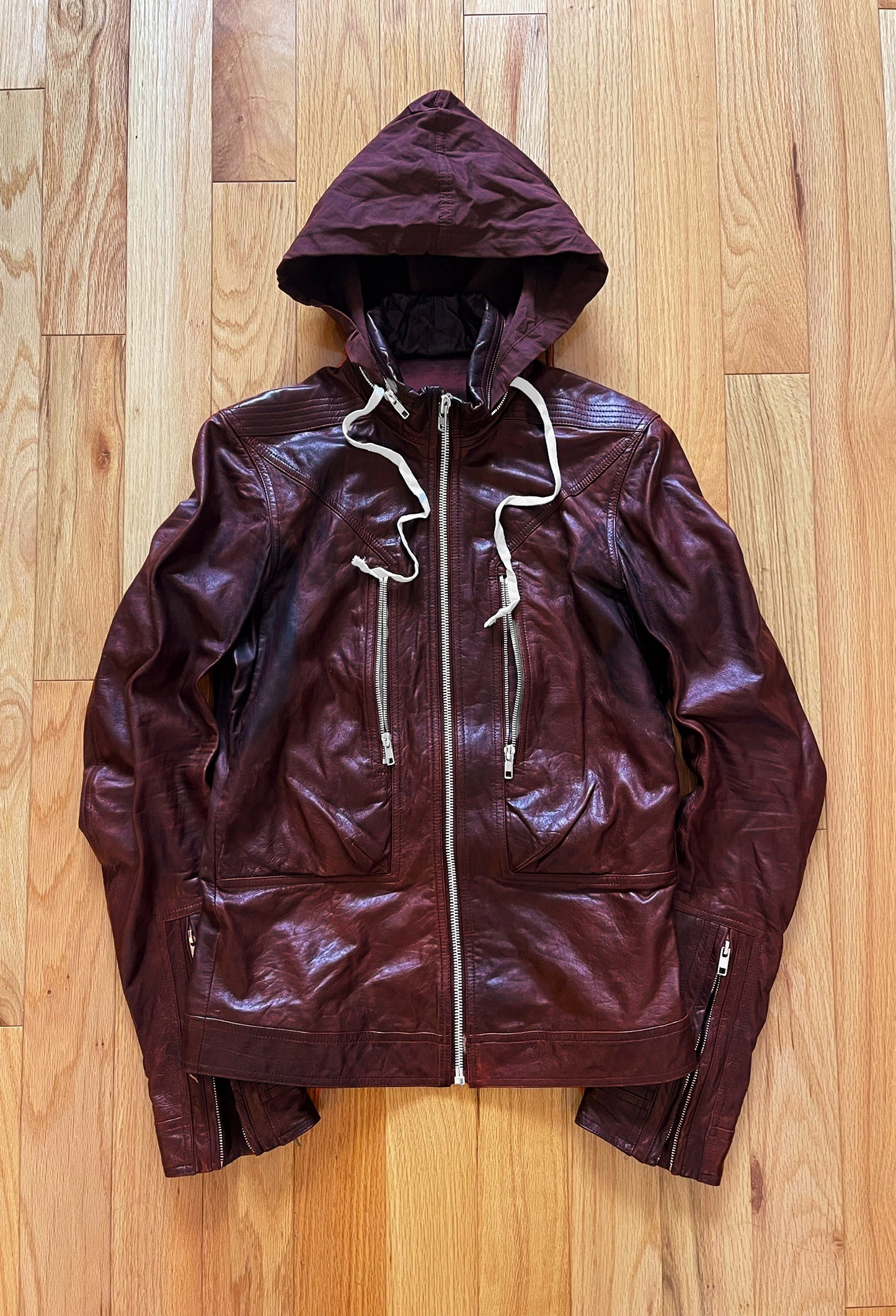 Autumn Winter 2014 Rick Owens ‘Moody’ Blood Red Lambskin Leather Jacket