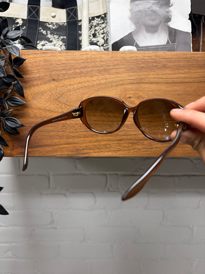 Gucci Brown Tinted GG Interlock Logo Rounded Sunglasses