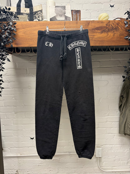 Vintage Chrome Hearts T-Bar Logo Black Drawstring Sweatpants