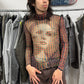 AW2001 Jean Paul Gaultier ‘Greta Garbo’ Mesh Long Sleeve Shirt