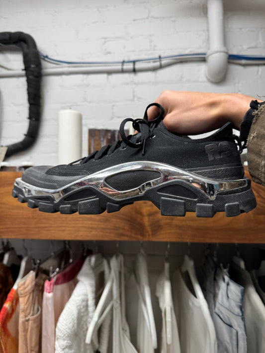 Raf Simons Black/Silver ‘Detroit Runner’ Low Top Sneakers