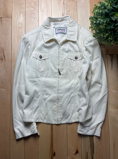Vintage 1990’s Versace Cream White Denim Jacket