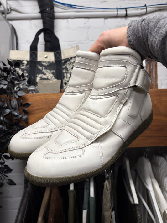 SS2009 Maison Margiela ‘Speed Bike’ White Mid Top Leather Sneakers