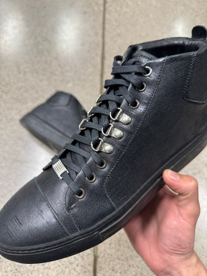 Balenciaga ‘Arena’ Black Leather ‘Hiking Lace’ High Top Sneakers
