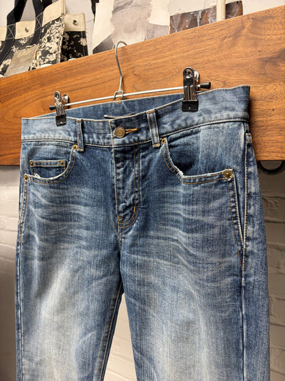 2017 Saint Laurent ‘Flag Patch’ D02 Light Wash Skinny Jeans
