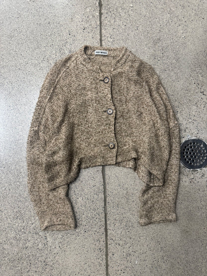 Issey Miyake ‘Shag’ Cropped Brown Wool Cardigan