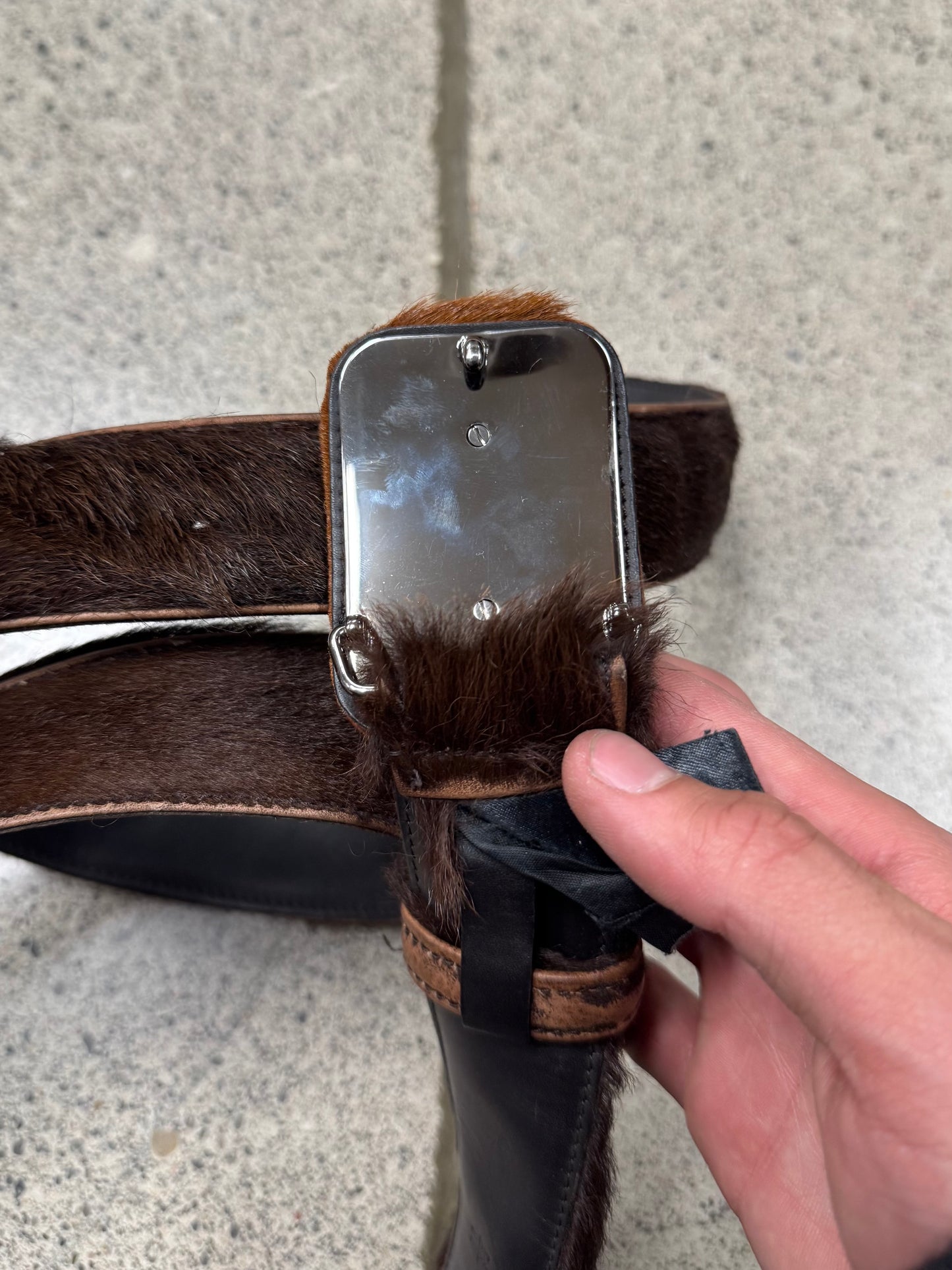 AW2017 Prada ‘Pony-Hair’ Two Tone Cowhide Belt