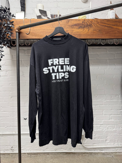 SS2023 Balenciaga ‘Free Styling Tips’ Distressed Black Long Sleeve Shirt