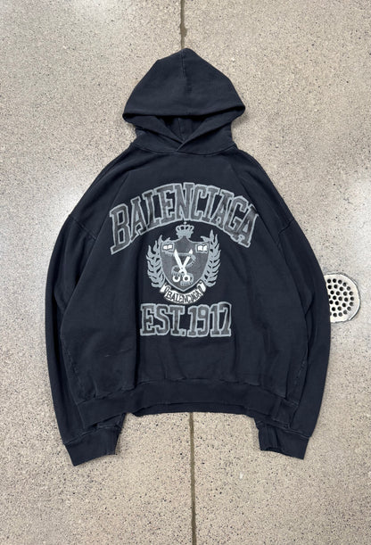 2023 Balenciaga ‘Skater’ Distressed Black Hoodie