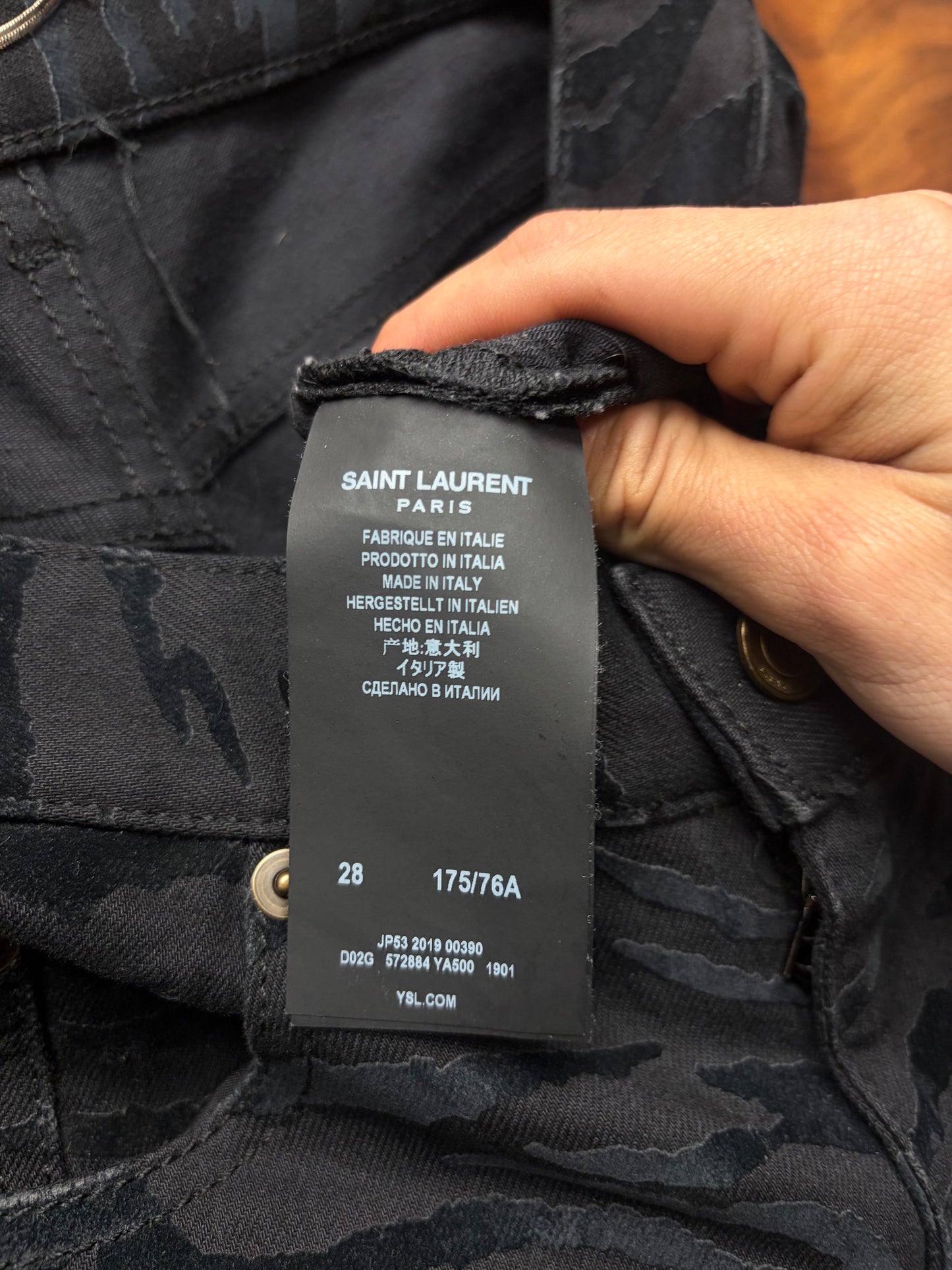 2019 Saint Laurent ‘Zebra’ D02 Black Skinny Jeans