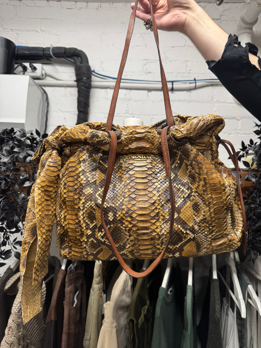 Vintage Prada ‘Pitone’ Genuine Python Leather Tote Bag