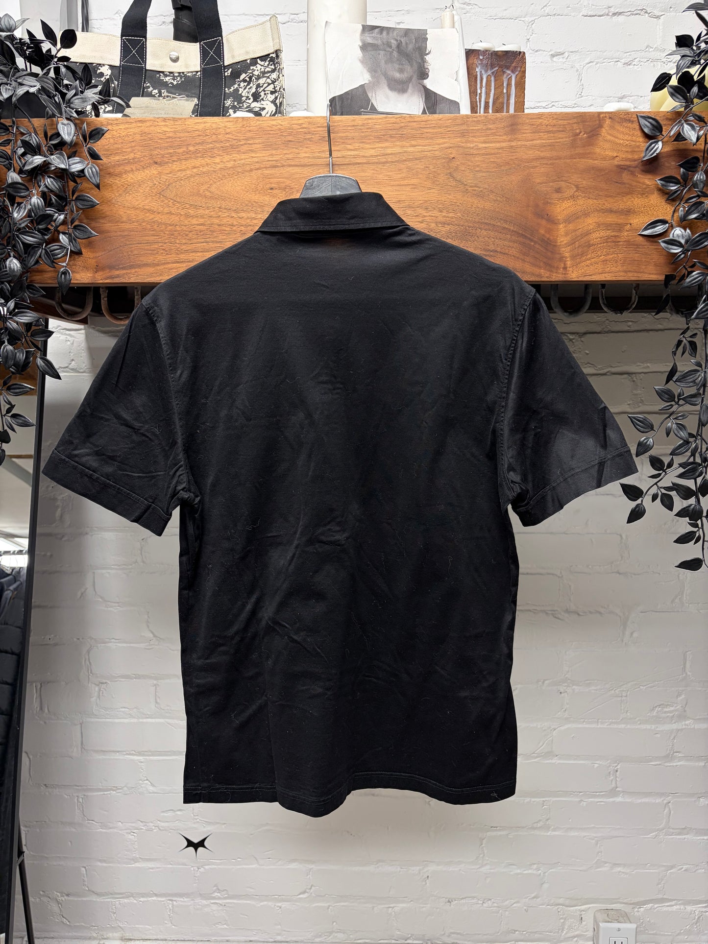 Vintage Gucci ‘Quarter Button’ Black Collared Short Sleeve Polo