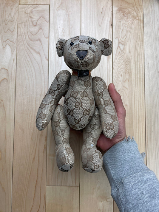 Vintage Gucci Monogram Print Teddy Bear