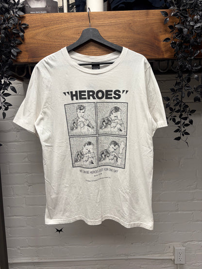 Number (N)ine ‘Heroes’ David Bowie Tribunal White Graphic T-Shirt