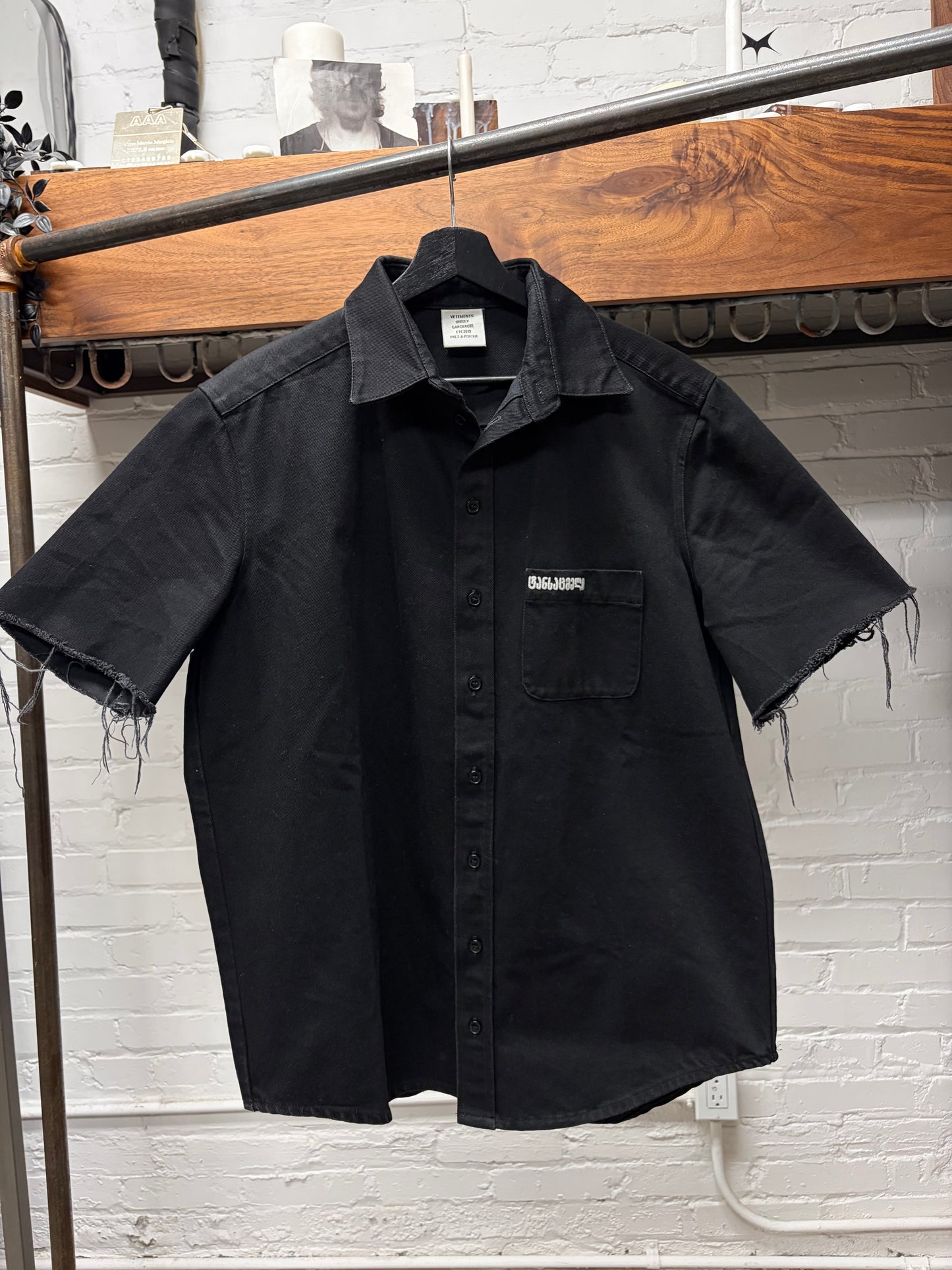 SS2019 Vetements ‘Forgive Us’ Distressed Denim Shirt
