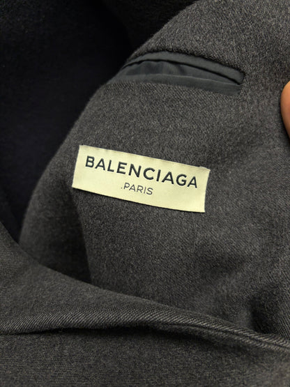 2014 Balenciaga Grey Gradient Fade Wool Coat