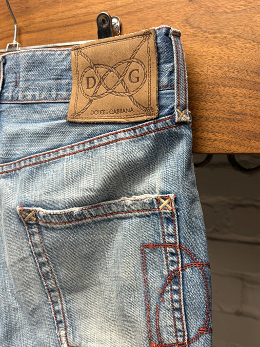 Dolce & Gabbana Washed Blue ‘D&G’ Embroidered Slash Logo Bootcut Denim