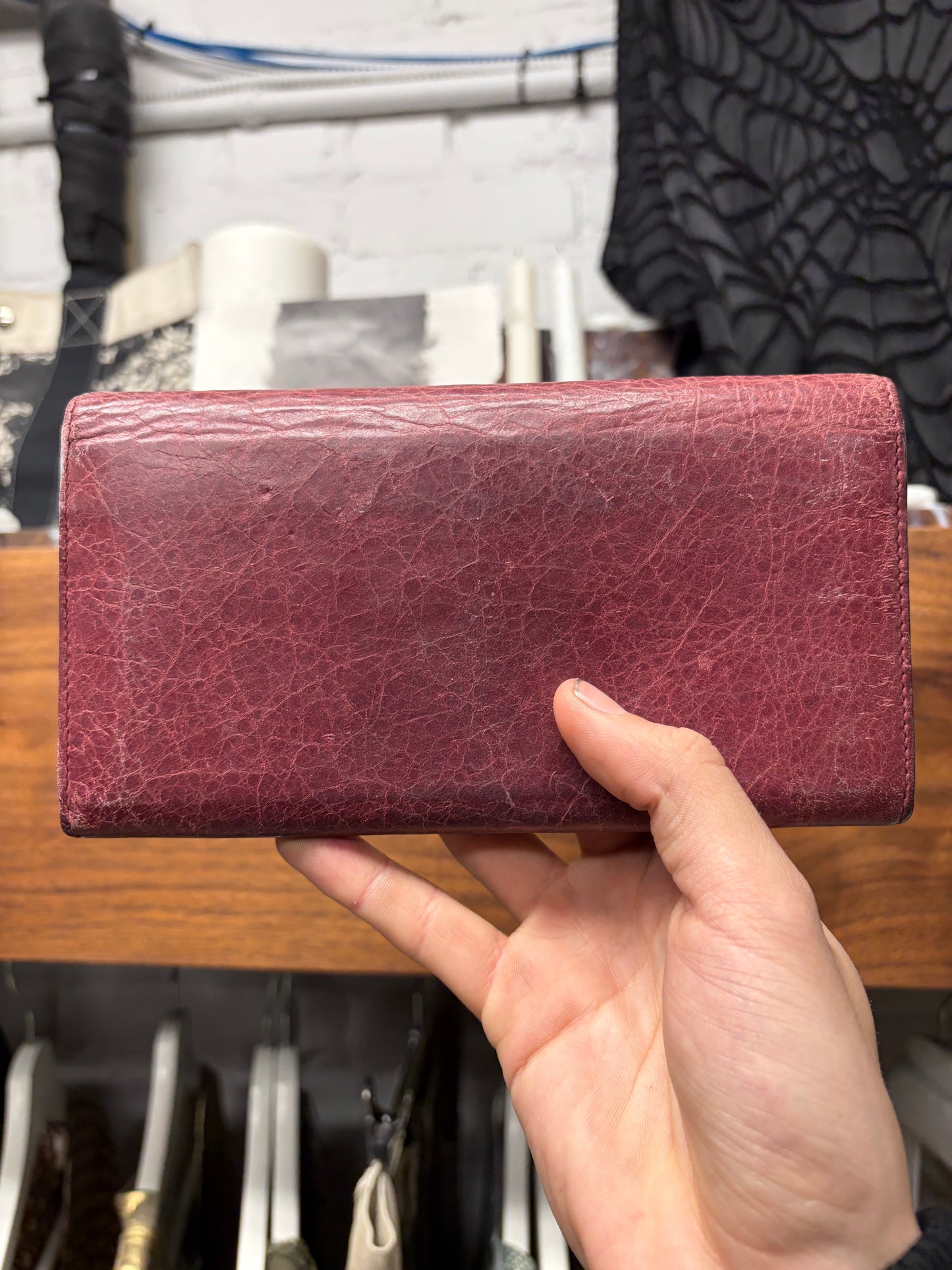 Balenciaga Purple Calfskin Leather Long Wallet