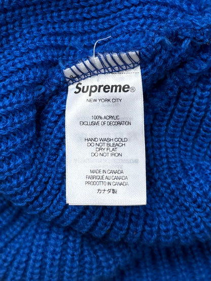 Supreme ‘Cursive’ Ribbed Blue/White Beanie