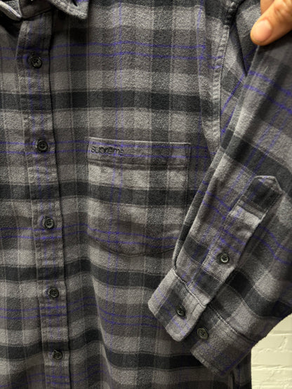 SS2024 Supreme Purple/Grey Plaid Flannel Collared Shirt