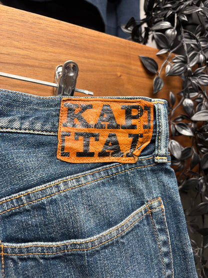 Kapital Raw Washed Indigo Blue Bootcut Denim