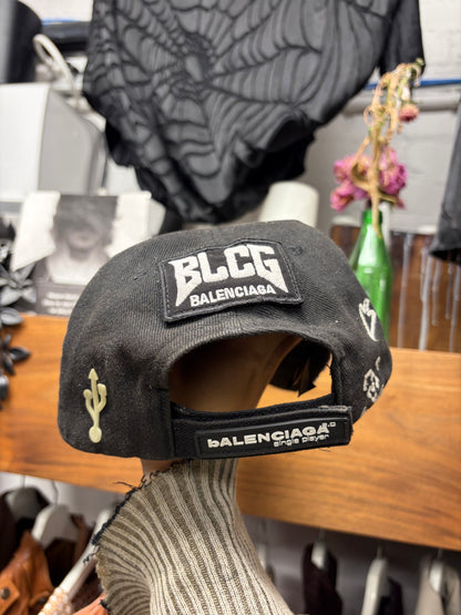 AW2021 Balenciaga ‘Gamer’ Embroidered Logo Strap-Back Baseball Cap
