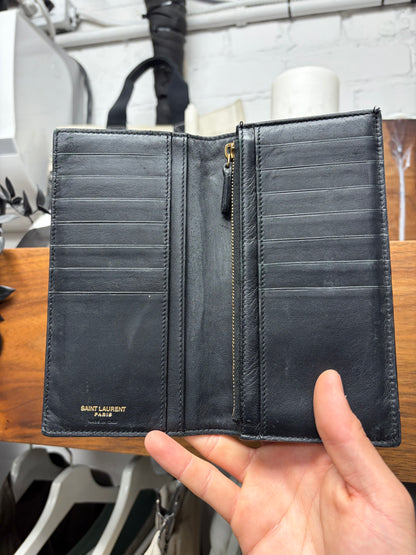 Saint Laurent Crocodile Embossed Leather Long Wallet