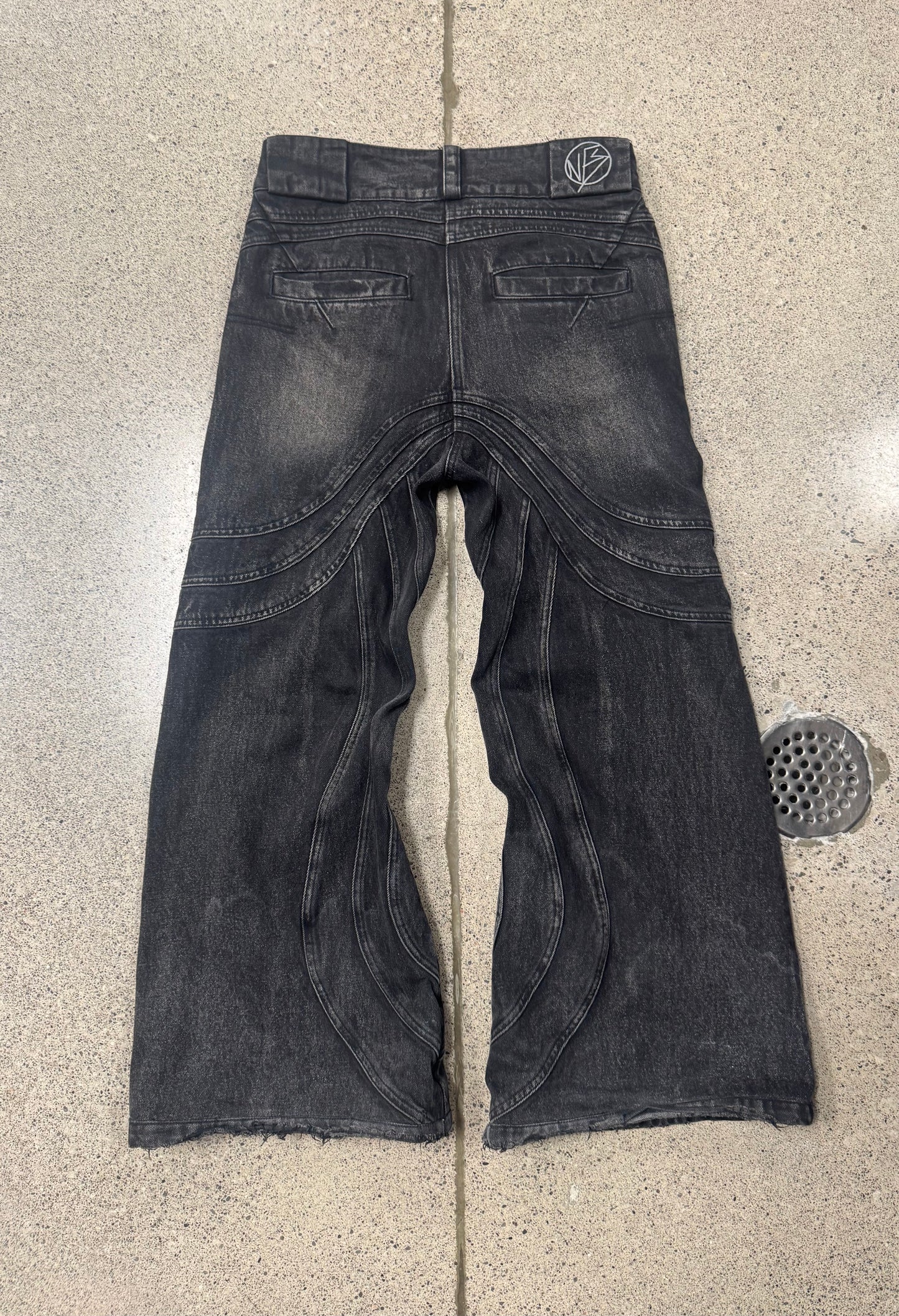 No Faith Studios Wide Leg Flared ‘Wave Denim’