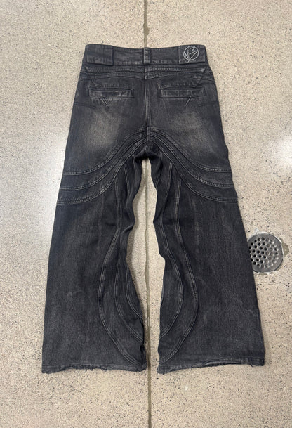 No Faith Studios Wide Leg Flared ‘Wave Denim’