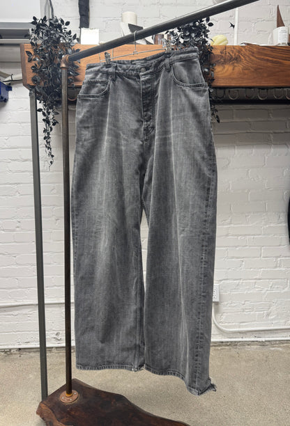 2023 Balenciaga Stone Washed Grey ‘Skater’ Wide Leg Denim