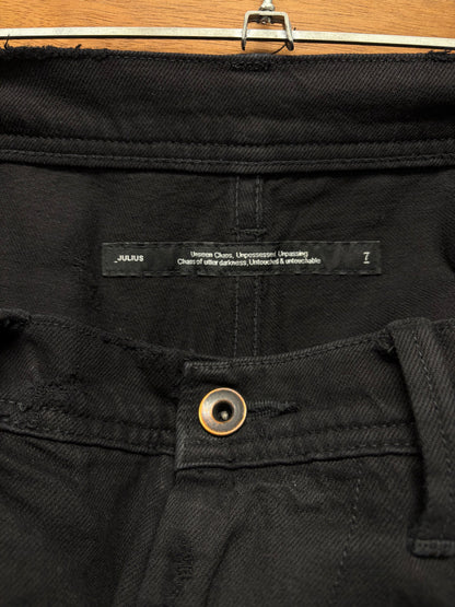 AW2024 Julius Wide Leg Black ‘10oz’ Lightweight Baggy Flared Leg Denim