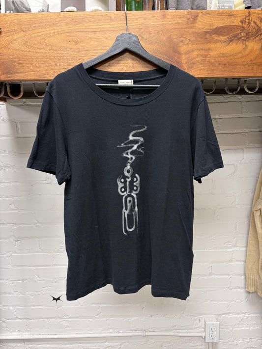 2018 Saint Laurent ‘Smoking Gun’ Black/White Graphic T-Shirt
