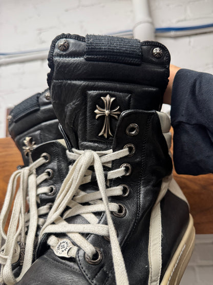 Chrome Hearts x Rick Owens Geobasket Black/White Leather High Top Sneakers