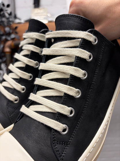 Rick Owens Black/Milk Leather ‘Ramones’ Low Top Sneakers